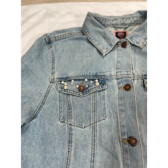 BoomBoom Jeans Denim Jacket Women’s Size Large Light Wash Button Up - Picture 6 of 11